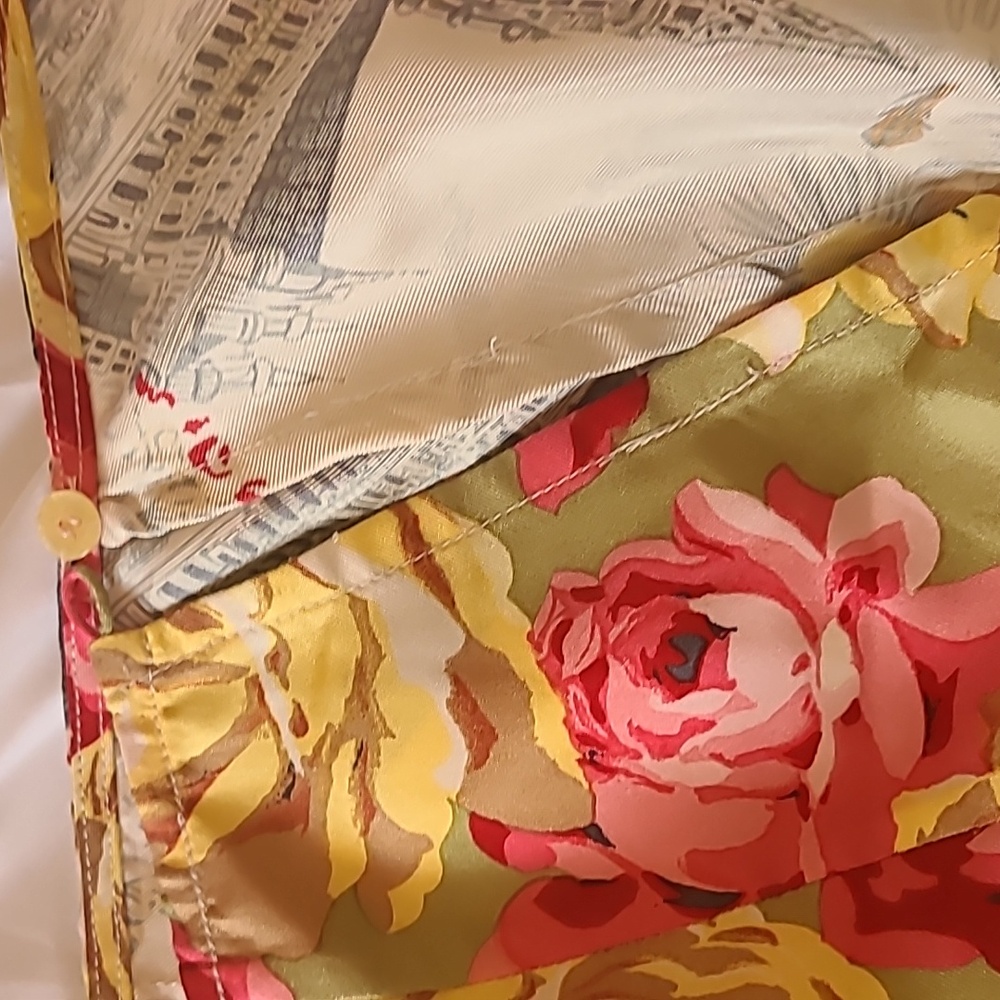 Anthropologie Elevenses Floral European Silk Wrap Skirt Bow Tie - Picture 4 of 4